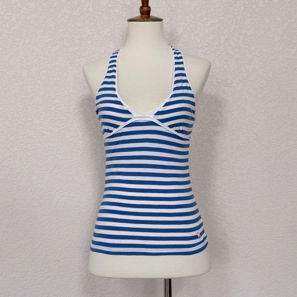 Abercrombie & Fitch blue/white stripe halter top
